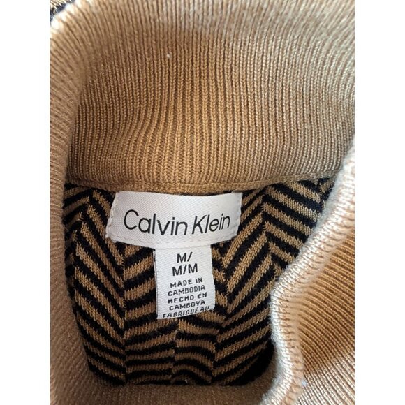 Chevron Pattern Calvin Klein Womens Sweater Button Neck M Old Money - Picture 4 of 5